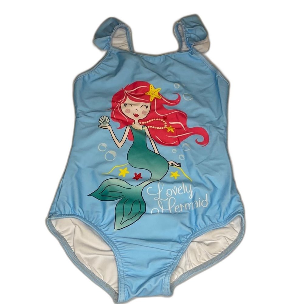 Dancina Mermaid One Piece Swimsuit Blue Girl Size 10 NWOT